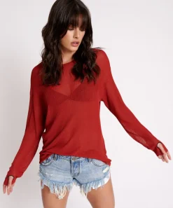 Tops|ONE TEASPOON Amity Sheer Rib Knit Top