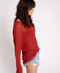 Tops|ONE TEASPOON Amity Sheer Rib Knit Top