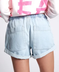 Denim Shorts|ONE TEASPOON Angel Blue Shabby Bandit Drawstring Boyfriend Shorts