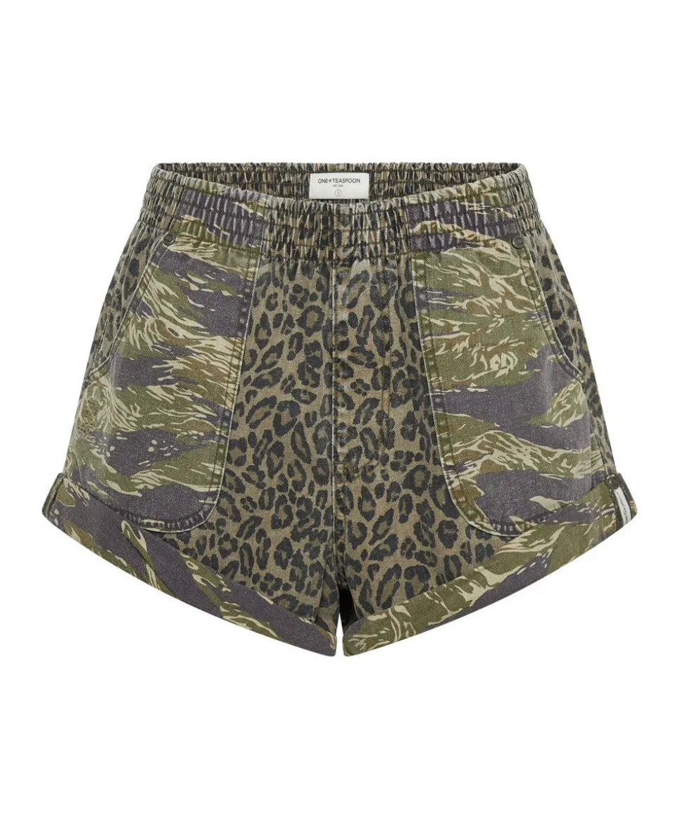 Denim Shorts|ONE TEASPOON Animal Camo Hunters Mid Length Relaxed Shorts