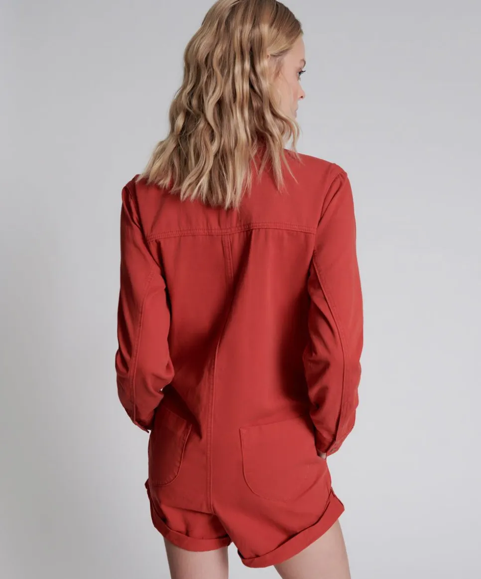 Denim Jumpsuits|ONE TEASPOON Apple Red Prophecy Jumpsuit