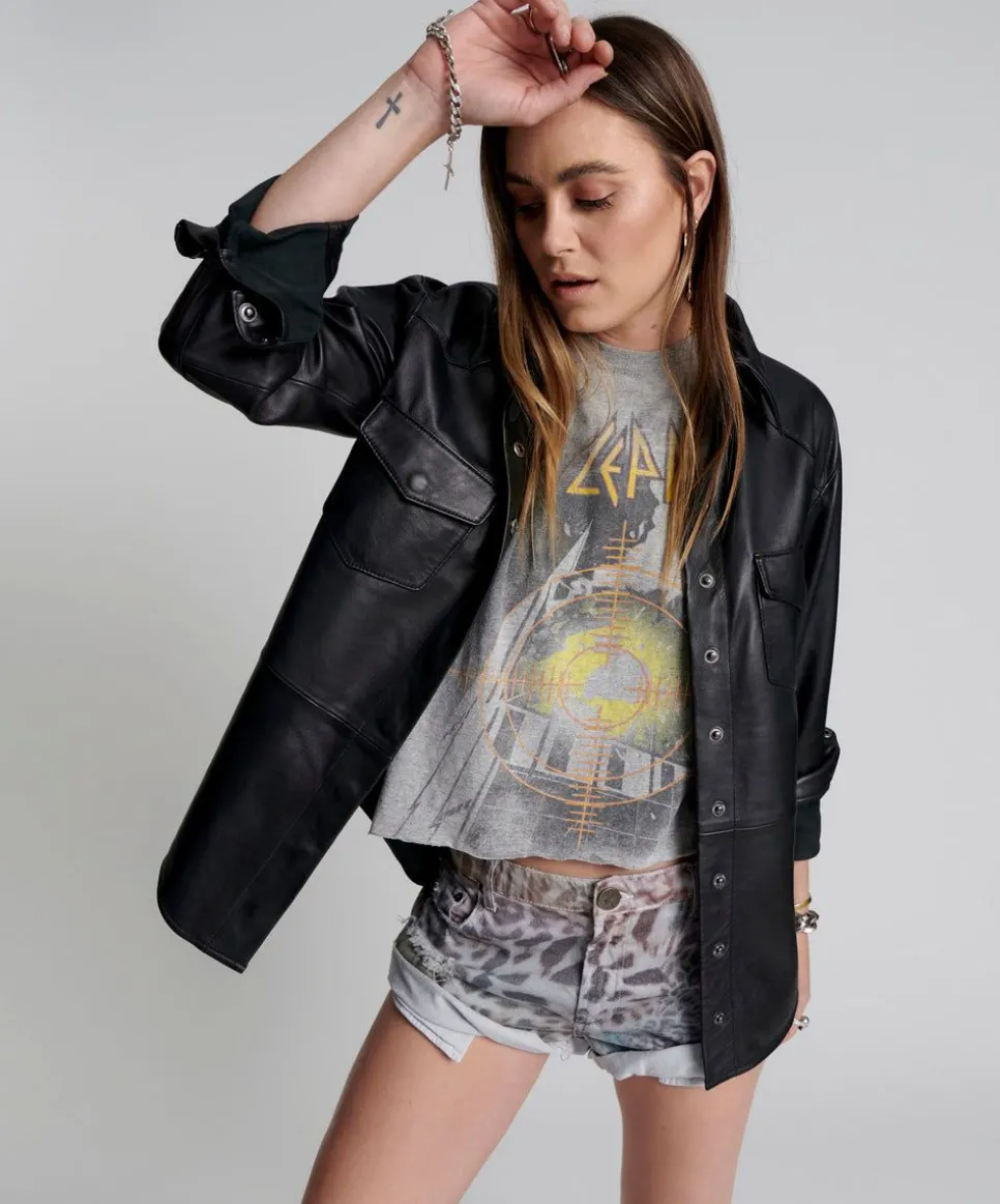 Leather Jackets|ONE TEASPOON Aria Leather Oversized Shacket