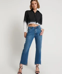 Denim Jeans|ONE TEASPOON Bay Blue Hooligans Mid Waist Relaxed Cropped Jeans