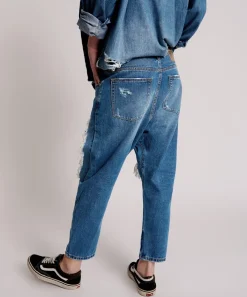 Denim Jeans|ONE TEASPOON Bay Blue Kingpins Cropped Boyfriend Jeans