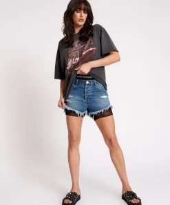 Denim Shorts|ONE TEASPOON Bay Blue Outlaws Mid Length Denim Shorts