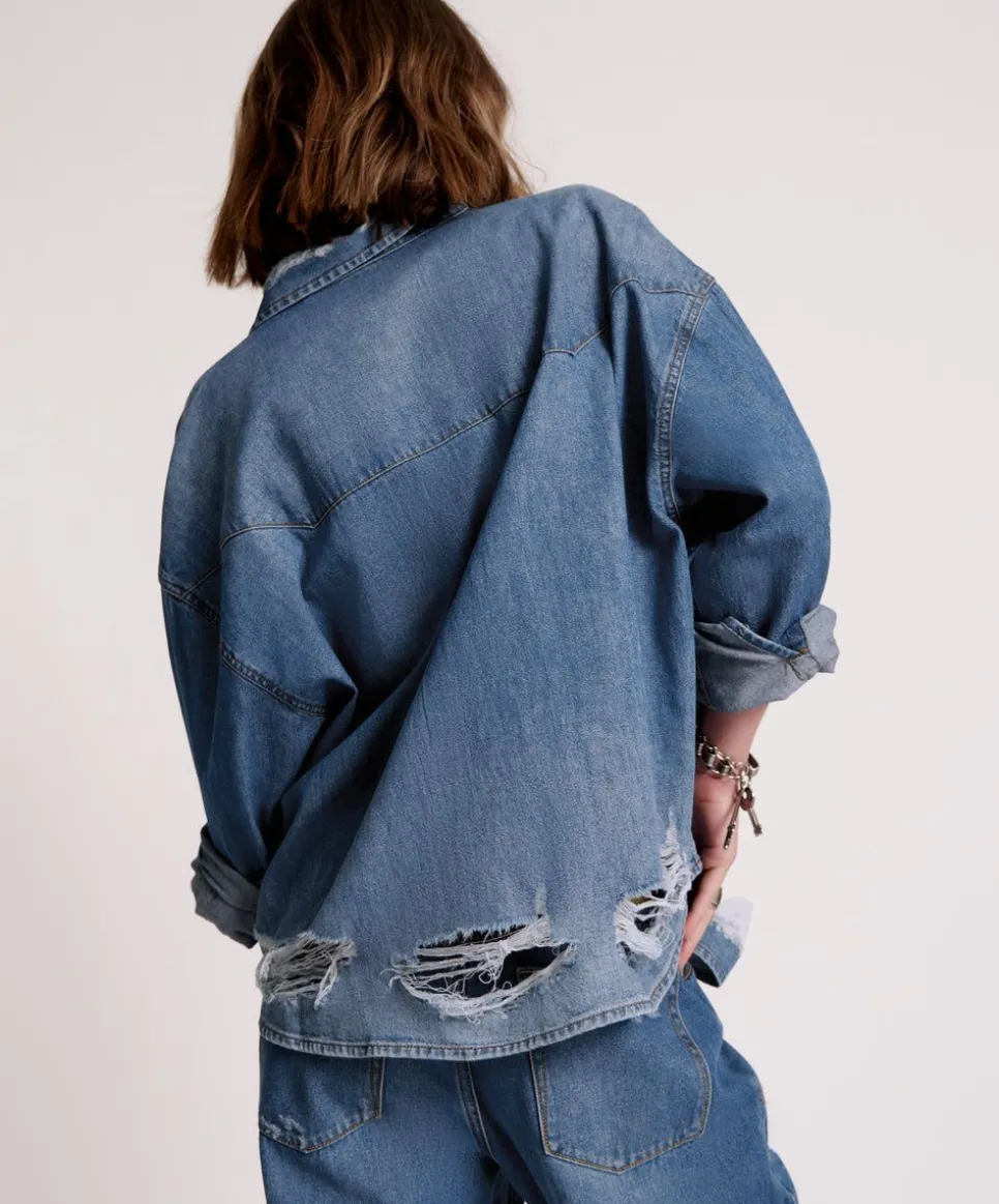 Shirts|ONE TEASPOON Bay Blue Oversized Revolver Shirt