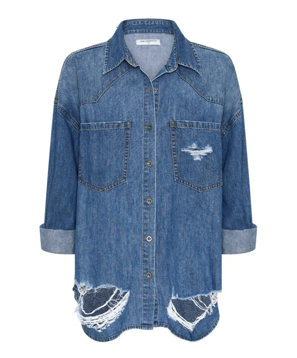 Shirts|ONE TEASPOON Bay Blue Oversized Revolver Shirt