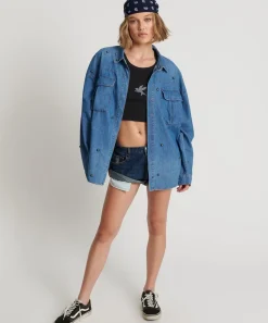 Shirts|ONE TEASPOON Bay Blue Studded Curtis Denim Shirt