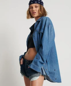 Shirts|ONE TEASPOON Bay Blue Studded Curtis Denim Shirt