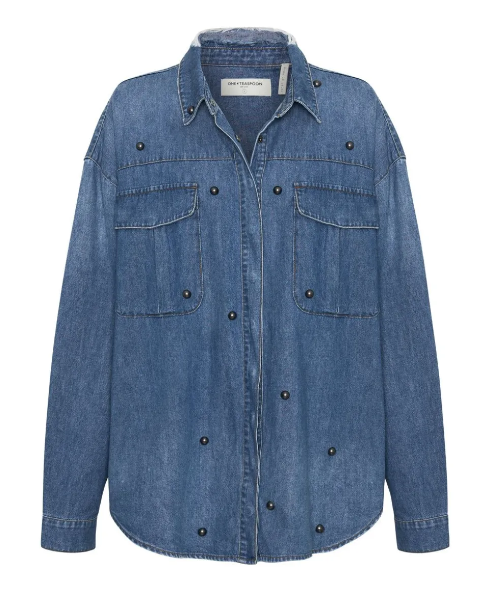 Shirts|ONE TEASPOON Bay Blue Studded Curtis Denim Shirt