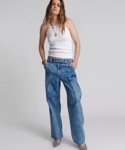Denim Jeans|ONE TEASPOON Berlin Blue New Fiction Wide Leg Cargo Jeans