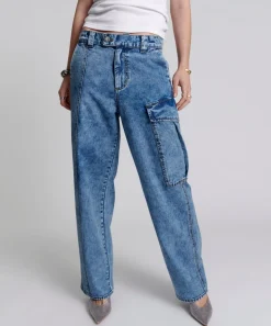 Denim Jeans|ONE TEASPOON Berlin Blue New Fiction Wide Leg Cargo Jeans