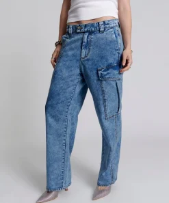 Denim Jeans|ONE TEASPOON Berlin Blue New Fiction Wide Leg Cargo Jeans