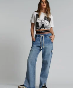 Denim Jeans|ONE TEASPOON Berlin Blue Roadhouse Wide Leg Drawstring Jeans