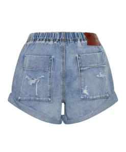 Denim Shorts|ONE TEASPOON Berlin Blue Shabby Bandit Drawstring Boyfriend Shorts