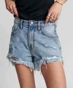 Denim Shorts|ONE TEASPOON Berlin Blue Truckers Mid Waist Relaxed Shorts