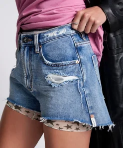 Denim Shorts|ONE TEASPOON Berlin Blue Truckers Mid Waist Relaxed Shorts