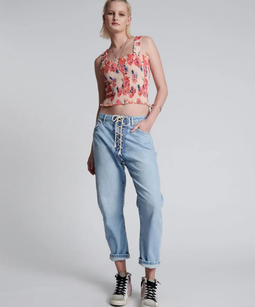 Denim Jeans|ONE TEASPOON Best Blue Laced Bandits Relaxed Jeans