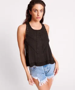 Tops|ONE TEASPOON Black Acid Lace Charleston Top