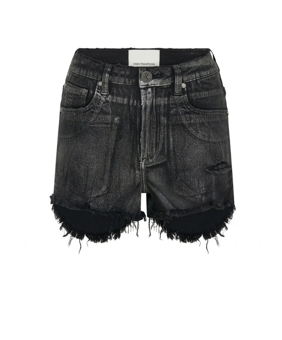 Denim Shorts|ONE TEASPOON Black Foil Bonitas High Waist Denim Shorts