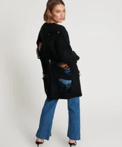 Knitwear|ONE TEASPOON Black Hercules Shredded Sweater