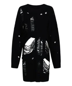 Knitwear|ONE TEASPOON Black Hercules Shredded Sweater