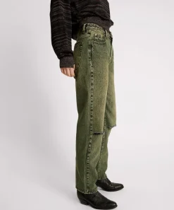 Denim Jeans|ONE TEASPOON Black Khaki Awesome Baggies High Waist Straight Leg Jeans