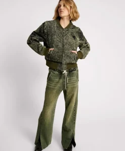 Jackets|ONE TEASPOON Black Khaki Denim Bomber Jacket