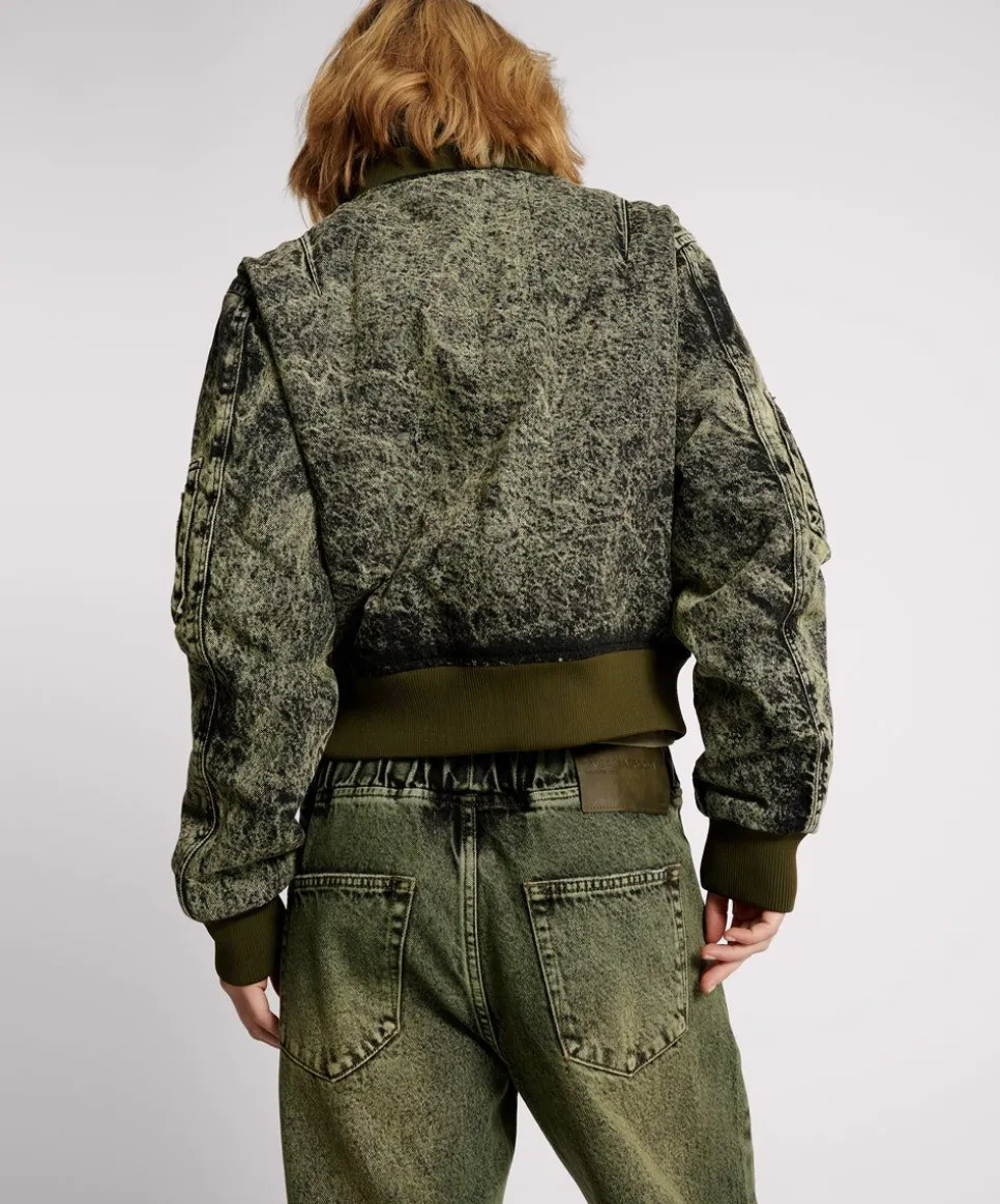 Jackets|ONE TEASPOON Black Khaki Denim Bomber Jacket