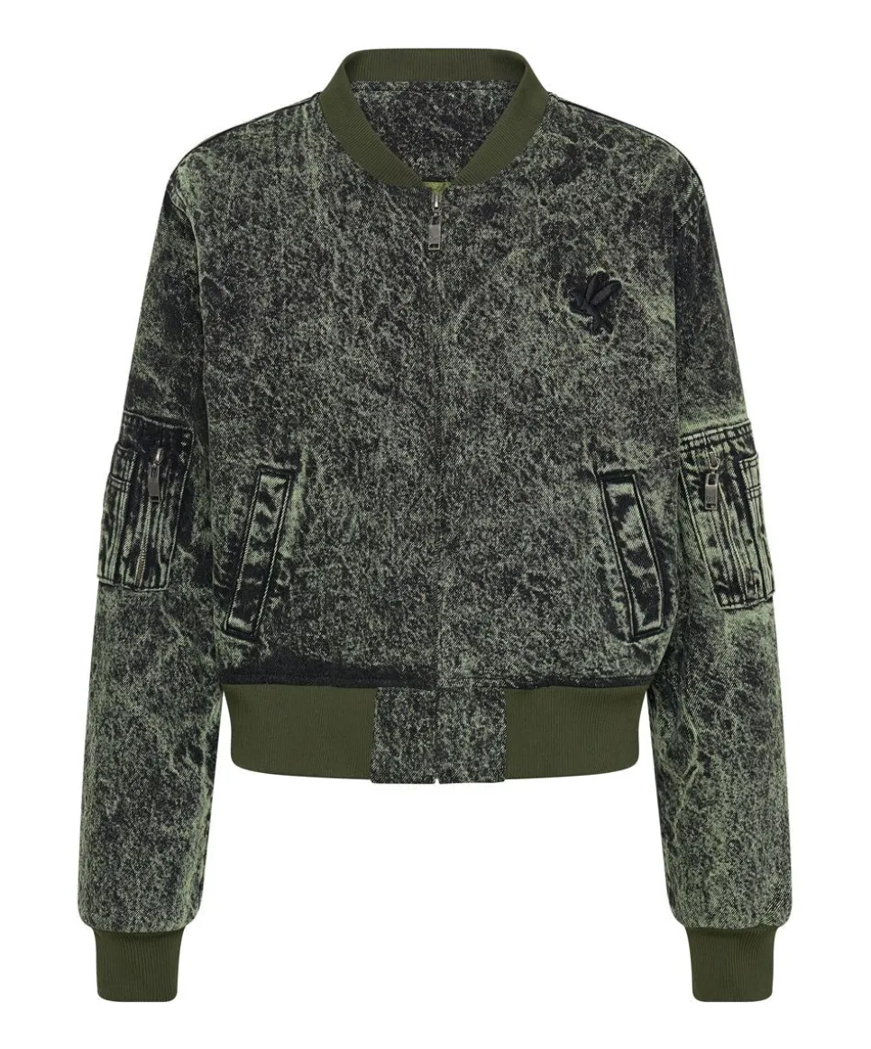 Jackets|ONE TEASPOON Black Khaki Denim Bomber Jacket
