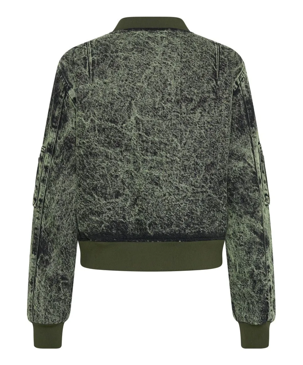 Jackets|ONE TEASPOON Black Khaki Denim Bomber Jacket