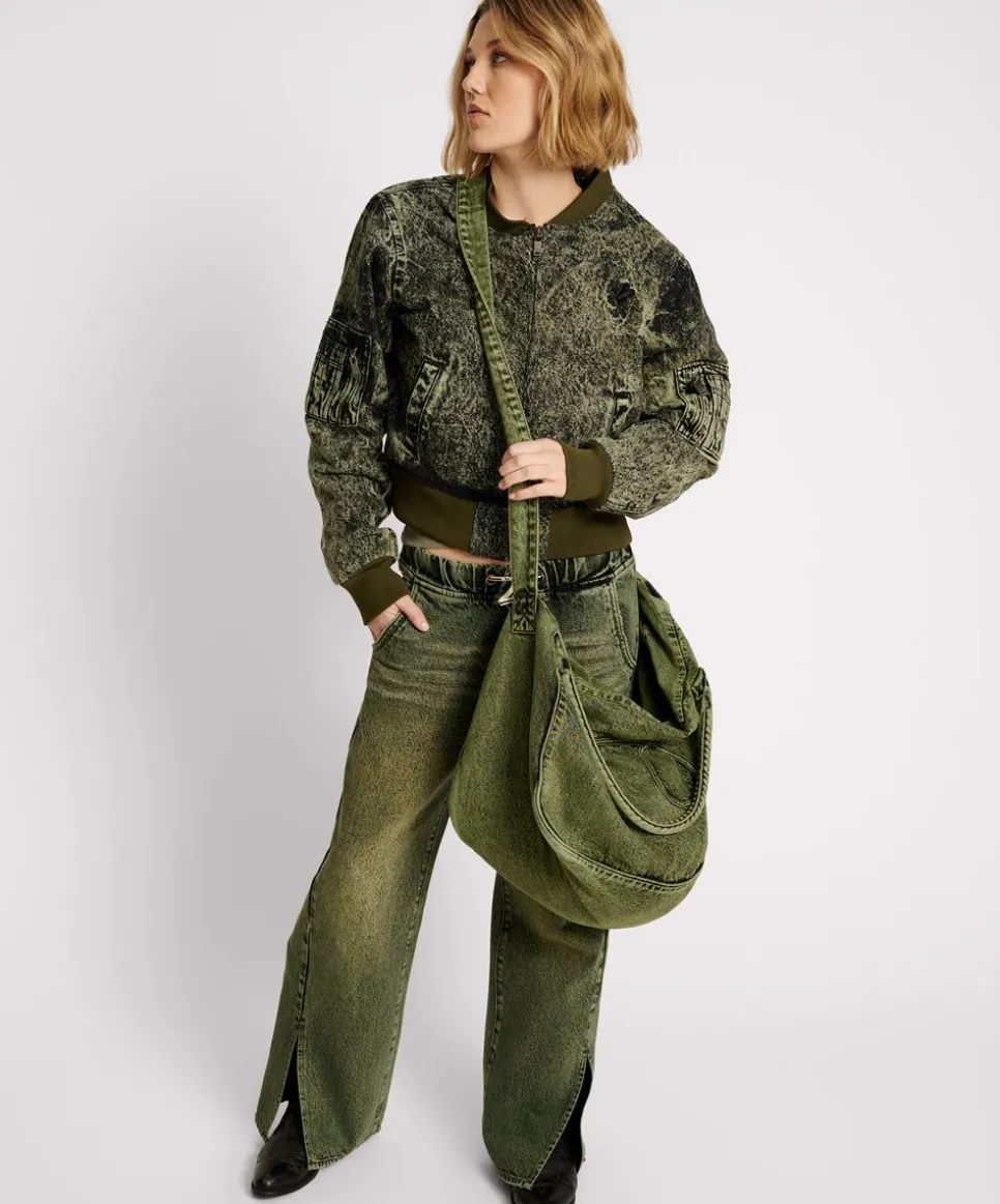 Accessories|ONE TEASPOON Black Khaki Denim Overnighter Bag