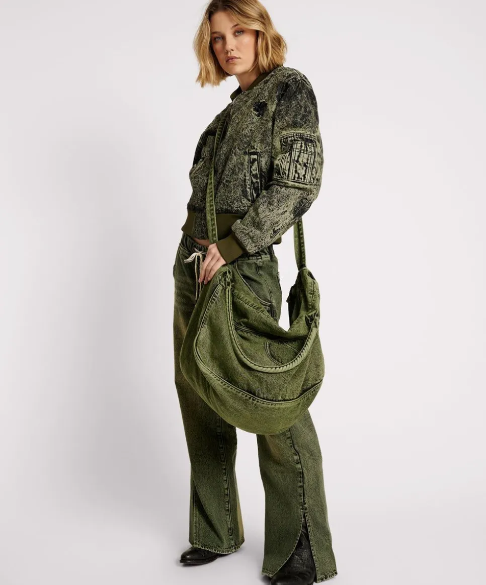 Accessories|ONE TEASPOON Black Khaki Denim Overnighter Bag