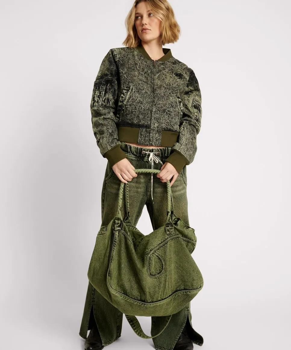 Accessories|ONE TEASPOON Black Khaki Denim Overnighter Bag