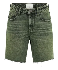 Denim Shorts|ONE TEASPOON Black Khaki Jackson Mid Waist Wide Leg Shorts