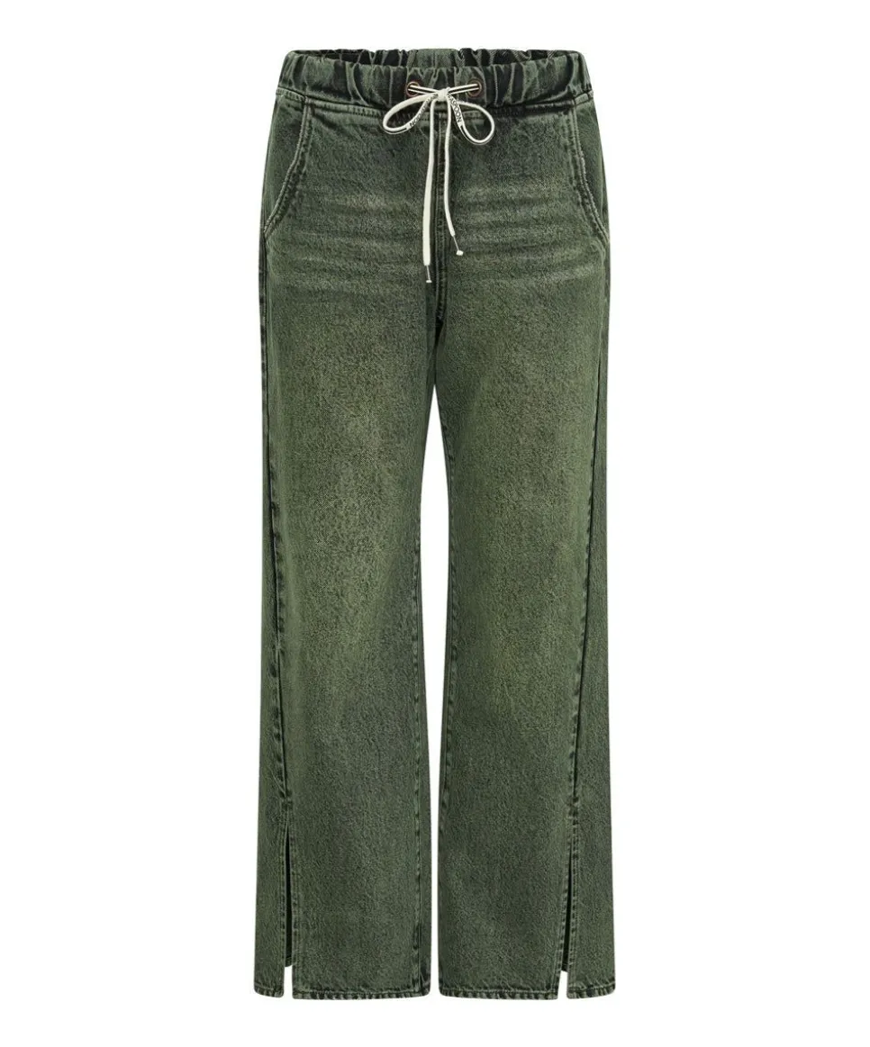 Denim Jeans|ONE TEASPOON Black Khaki Roadhouse Wide Leg Drawstring Jeans
