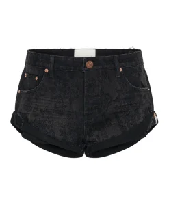 Denim Shorts|ONE TEASPOON Black Lace Bandits Low Waist Denim Shorts