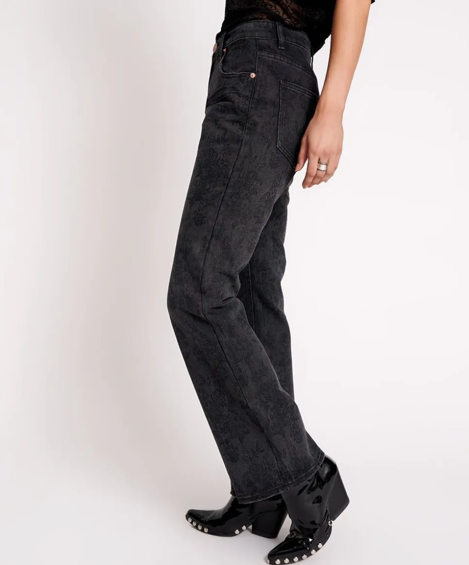 Denim Jeans|ONE TEASPOON Black Lace Charlie Slim High Waist Bootcut Jeans