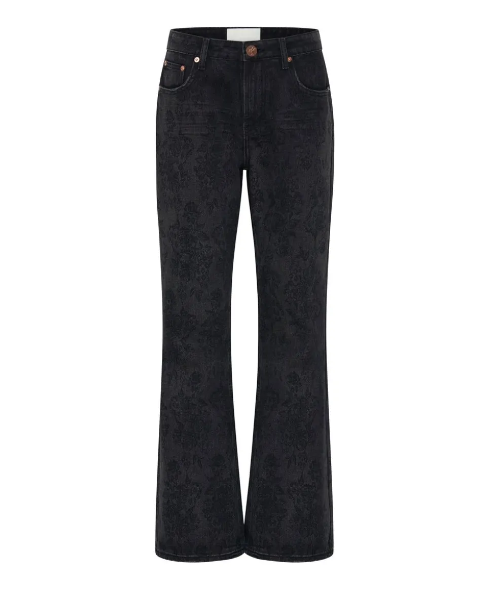 Denim Jeans|ONE TEASPOON Black Lace Charlie Slim High Waist Bootcut Jeans