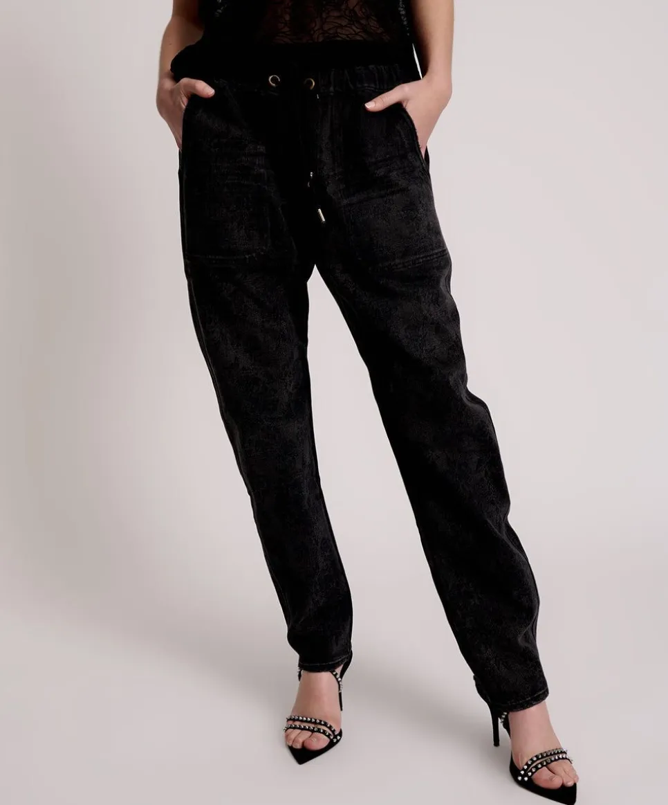Denim Jeans|ONE TEASPOON Black Lace Shabbies Drawstring Boyfriend Jeans