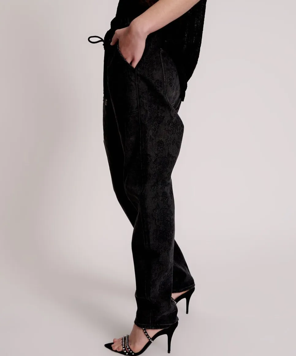 Denim Jeans|ONE TEASPOON Black Lace Shabbies Drawstring Boyfriend Jeans