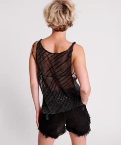 Tops|ONE TEASPOON Black Mesh Studio Twisted Tank