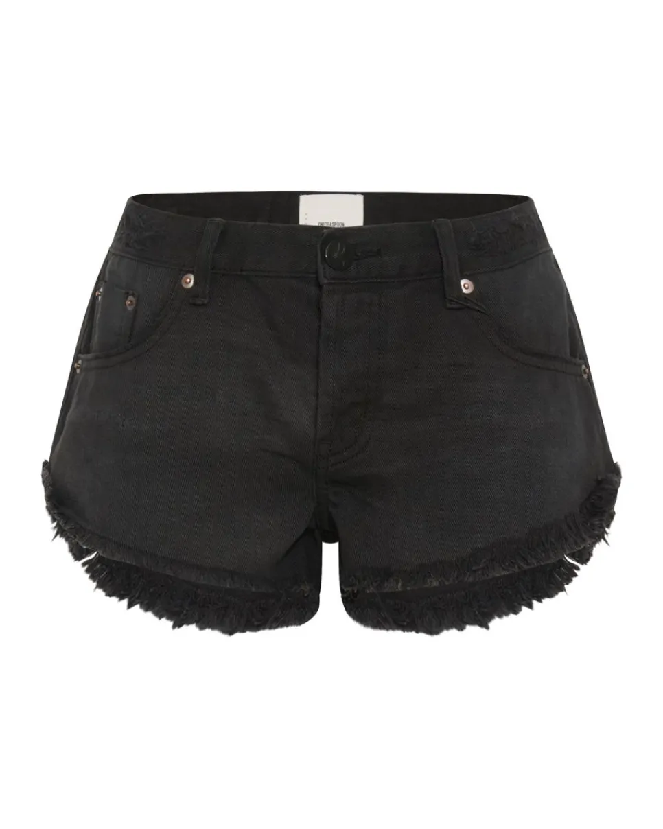 Denim Shorts|ONE TEASPOON Black Oak Dukes Low Waist Mini Denim Shorts