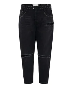 Denim Jeans|ONE TEASPOON Black Oak Kingpins Cropped Boyfriend Jeans