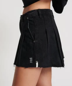 Denim Skirts|ONE TEASPOON Black Oak Pleated Micro Mini Skirt