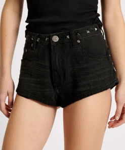 Denim Shorts|ONE TEASPOON Black Oak Studded The One Denim Shorts