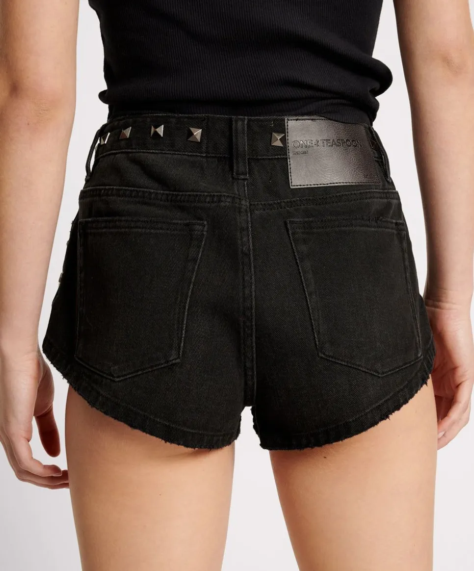 Denim Shorts|ONE TEASPOON Black Oak Studded The One Denim Shorts
