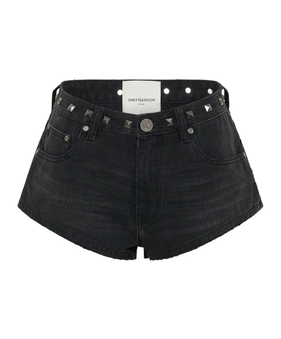 Denim Shorts|ONE TEASPOON Black Oak Studded The One Denim Shorts