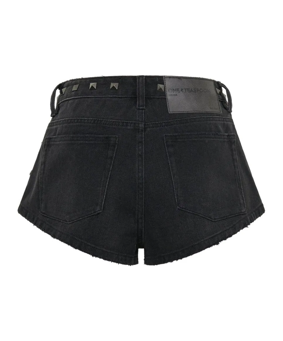 Denim Shorts|ONE TEASPOON Black Oak Studded The One Denim Shorts