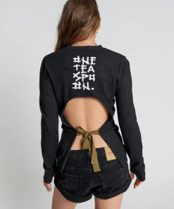 Knitwear|ONE TEASPOON Black Peep Hole Long Sleeve Knit Top